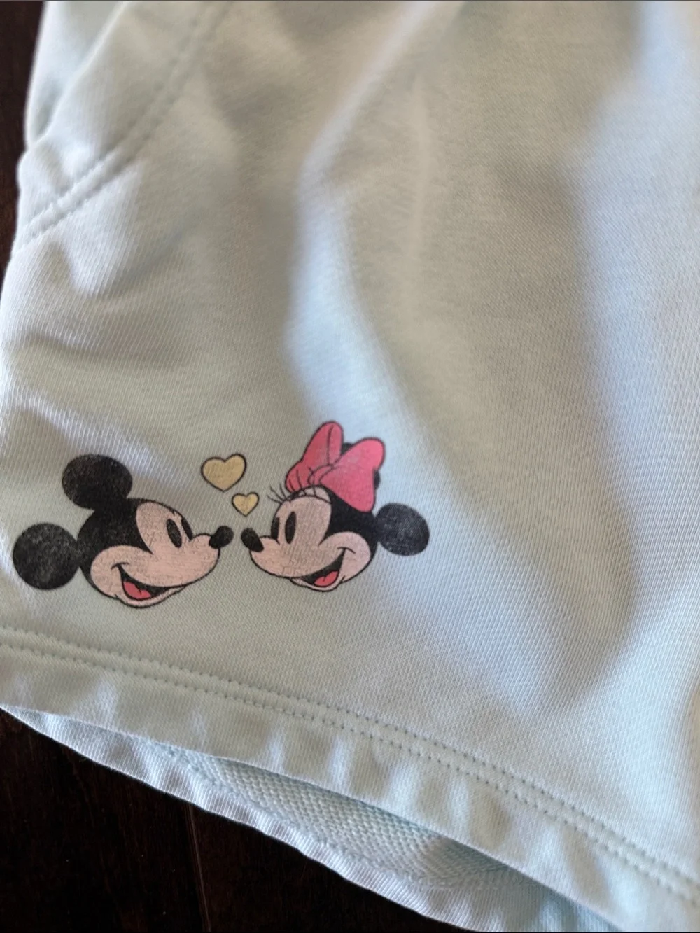 Gap Disney Mint Hoodie with Minnie Pink Bow & Mickey Graphic and matching shorts